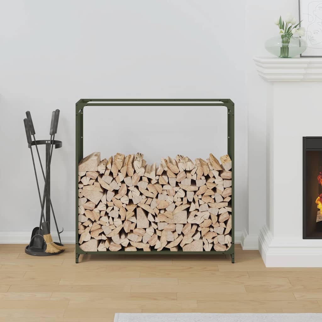 Brandhoutrek 90x28x90 cm koudgewalst staal olijfgroen
