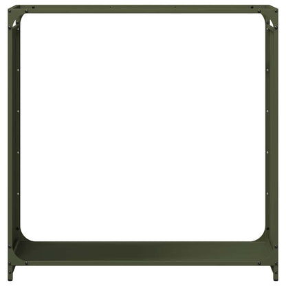 Brandhoutrek 90x28x90 cm koudgewalst staal olijfgroen