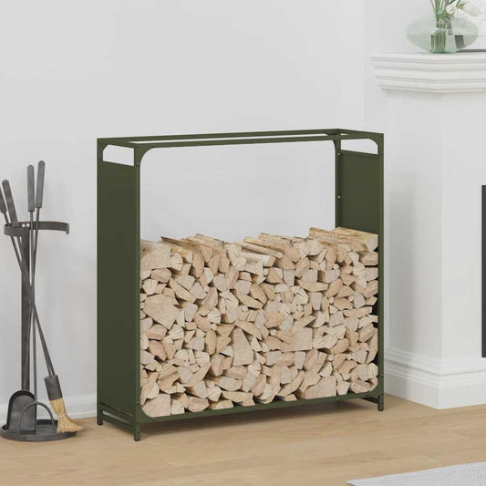 Brandhoutrek 90x28x90 cm koudgewalst staal olijfgroen