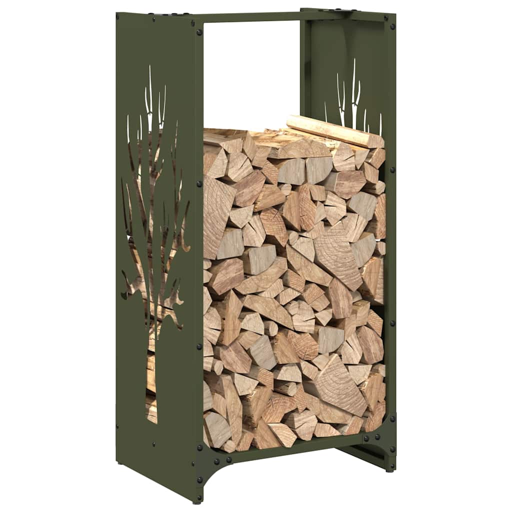 Brandhoutrek 40x30x80 cm koudgewalst staal olijfgroen