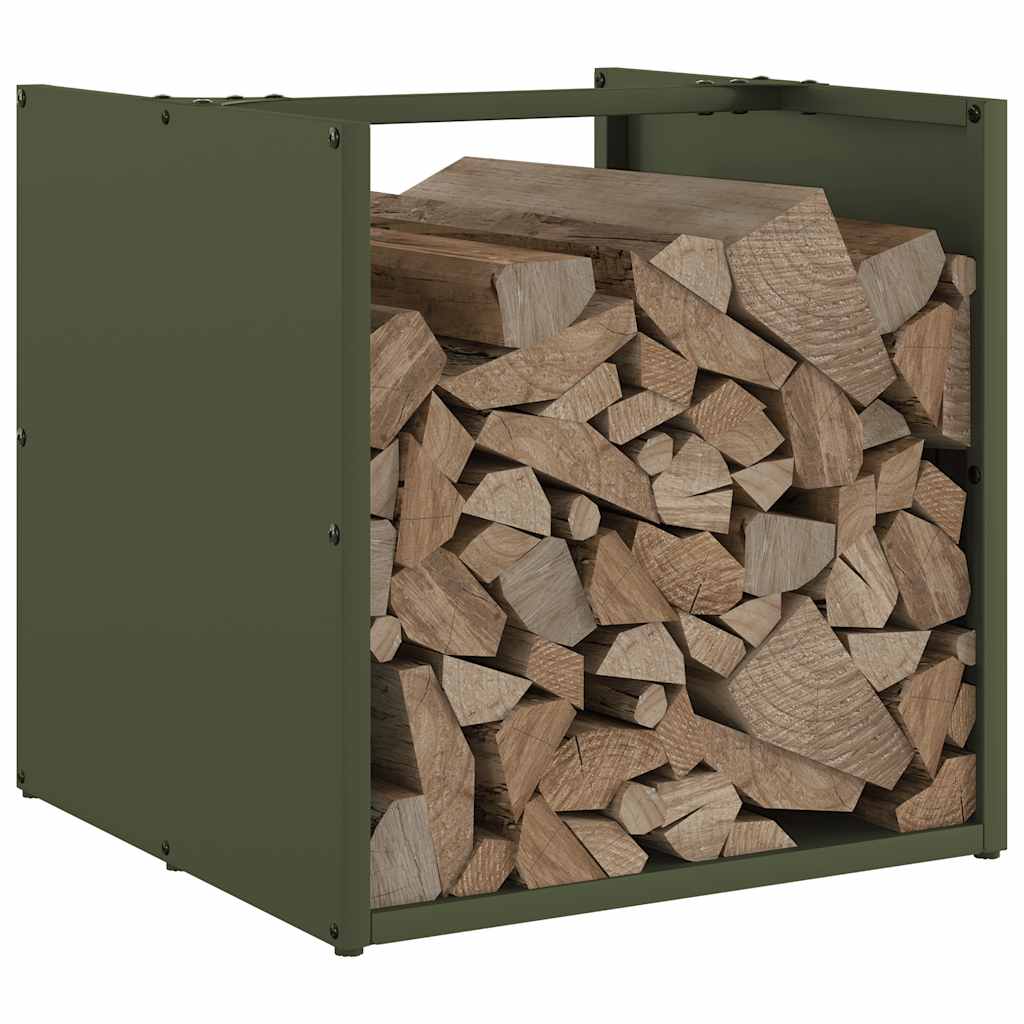 Brandhoutrek 40x40x40 cm koudgewalst staal olijfgroen