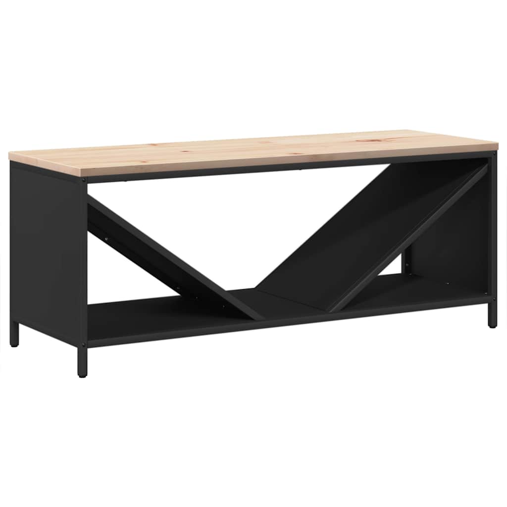 Brandhoutrek met houten blad 100,5x35,5x40 cm zwart