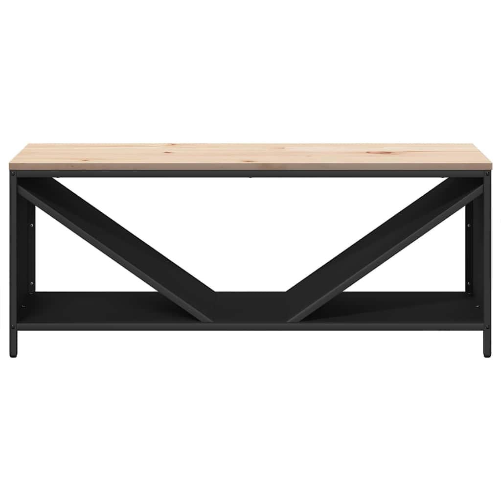 Brandhoutrek met houten blad 100,5x35,5x40 cm zwart