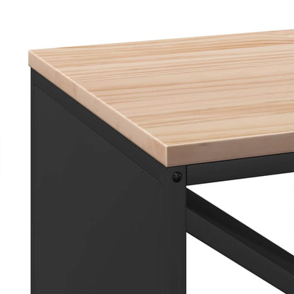 Brandhoutrek met houten blad 100,5x35,5x40 cm zwart