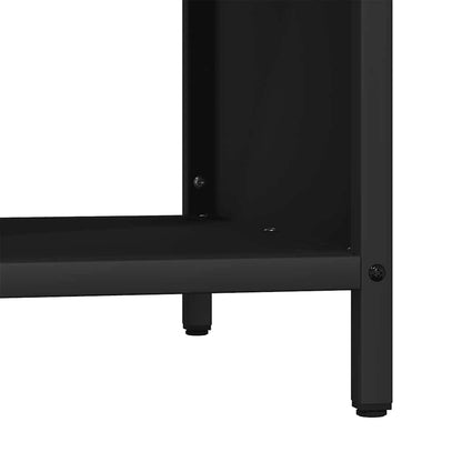 Brandhoutrek met houten blad 100,5x35,5x40 cm zwart
