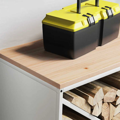 Brandhoutrek met houten blad 100,5x35,5x40 cm wit