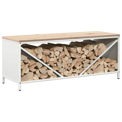 Brandhoutrek met houten blad 100,5x35,5x40 cm wit