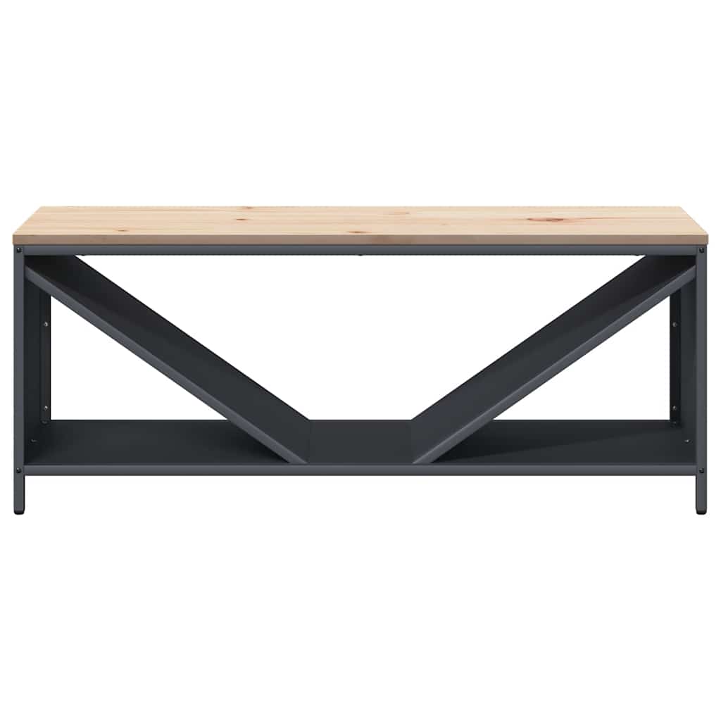 Brandhoutrek met houten blad 100,5x35,5x40 cm antracietkleurig
