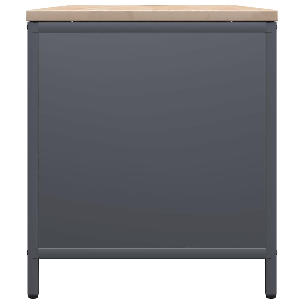 Brandhoutrek met houten blad 100,5x35,5x40 cm antracietkleurig