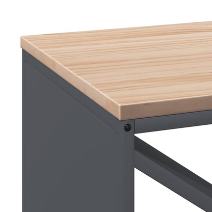 Brandhoutrek met houten blad 100,5x35,5x40 cm antracietkleurig