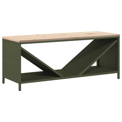Brandhoutrek met houten blad olijfgroen 100,5x35,5x40 cm