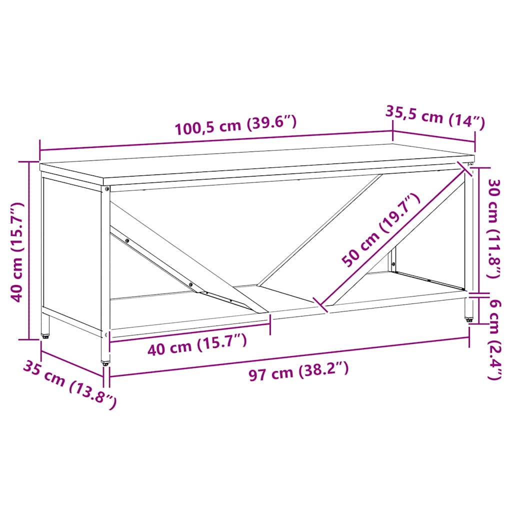 Brandhoutrek met houten blad olijfgroen 100,5x35,5x40 cm