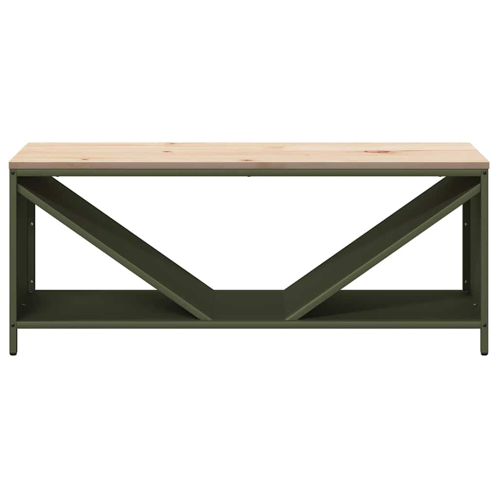 Brandhoutrek met houten blad olijfgroen 100,5x35,5x40 cm