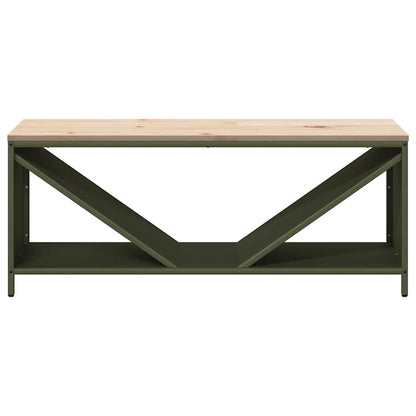 Brandhoutrek met houten blad olijfgroen 100,5x35,5x40 cm