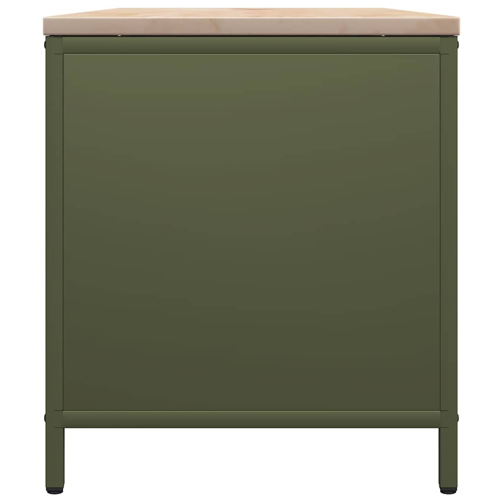 Brandhoutrek met houten blad olijfgroen 100,5x35,5x40 cm