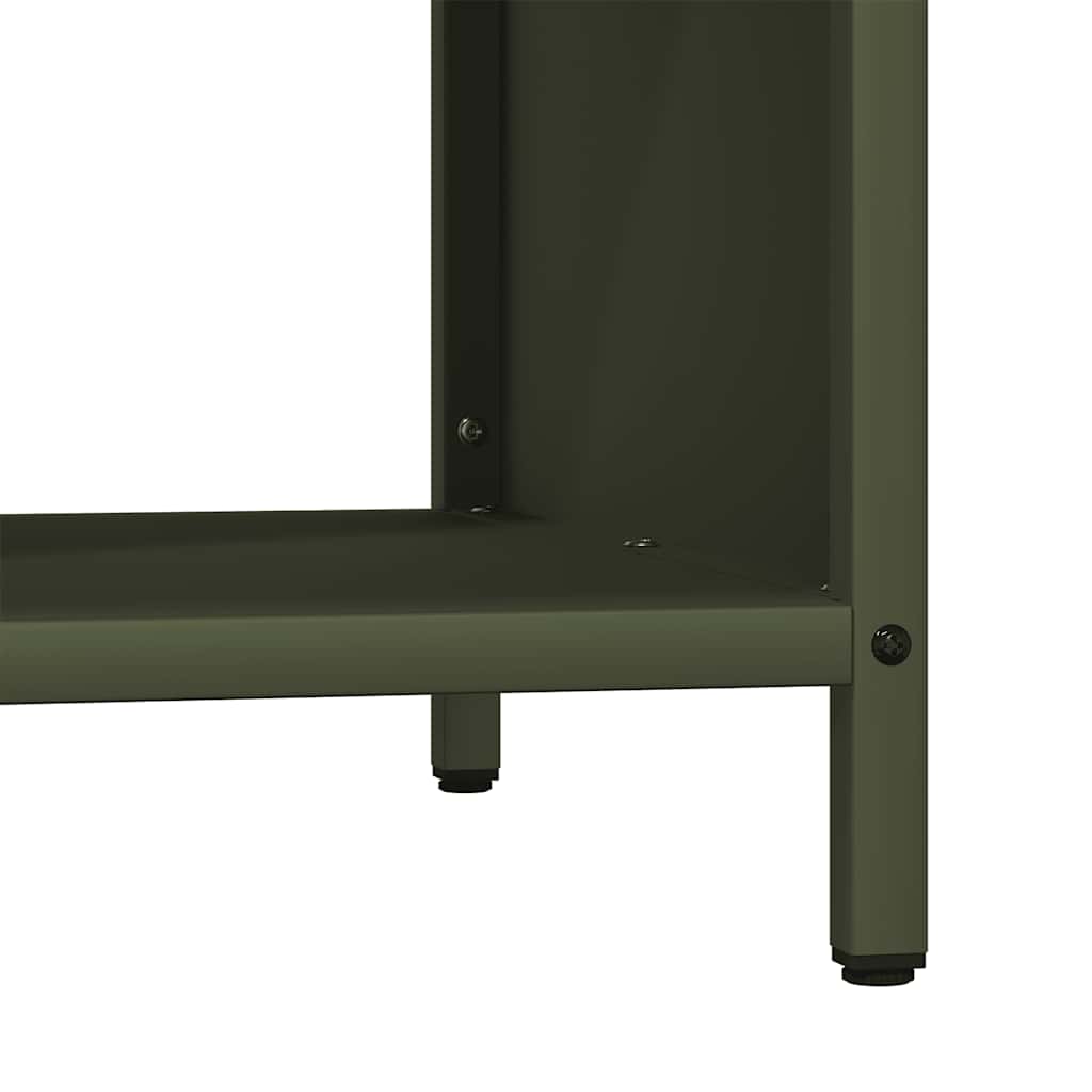 Brandhoutrek met houten blad olijfgroen 100,5x35,5x40 cm