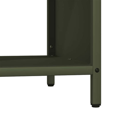 Brandhoutrek met houten blad olijfgroen 100,5x35,5x40 cm