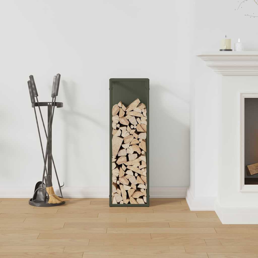 Brandhoutrek 25x25x80 cm koudgewalst staal olijfgroen