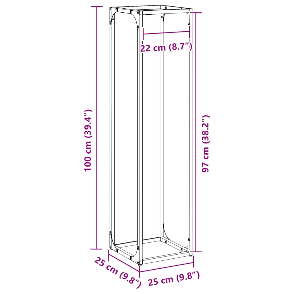 Brandhoutrek 25x25x100 cm koudgewalst staal wit