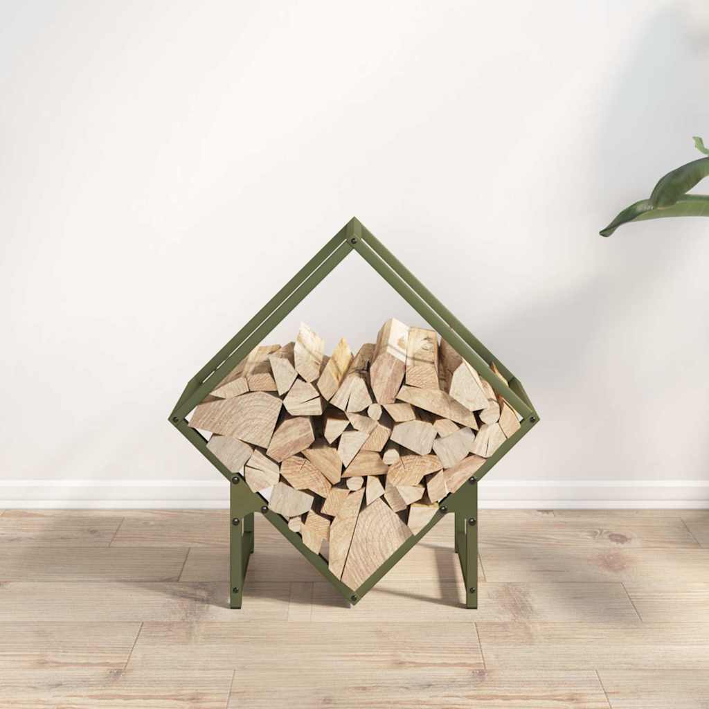 Brandhoutrek 50x25x50 cm koudgewalst staal olijfgroen