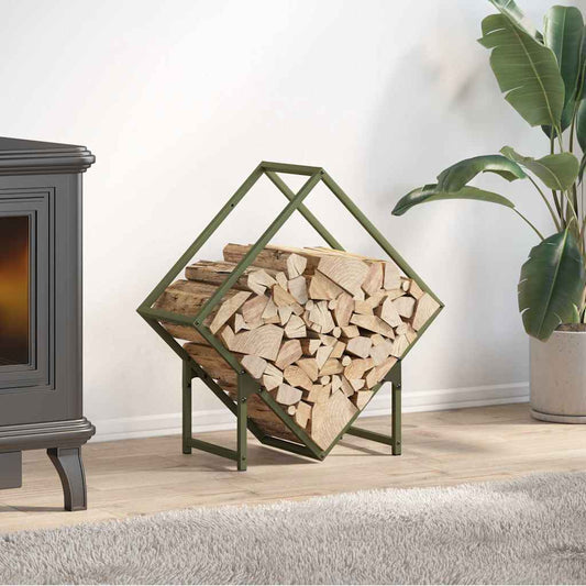 Brandhoutrek 60x25x60 cm koudgewalst staal olijfgroen