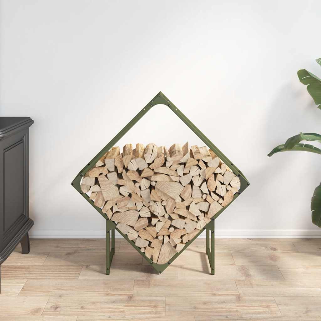 Brandhoutrek 80x25x80 cm koudgewalst staal olijfgroen
