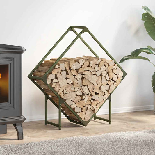 Brandhoutrek 80x25x80 cm koudgewalst staal olijfgroen