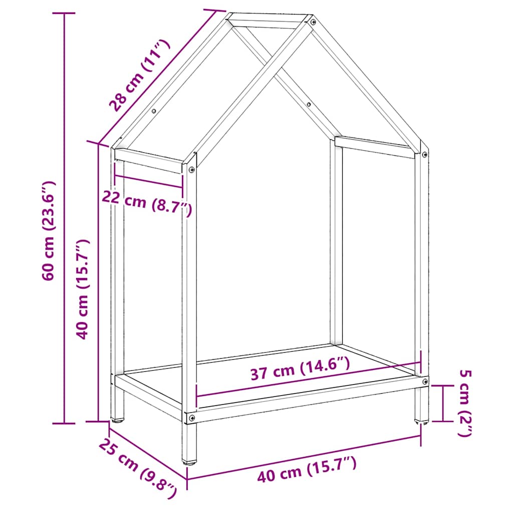 Brandhoutrek 40x25x60 cm koudgewalst staal antracietkleurig