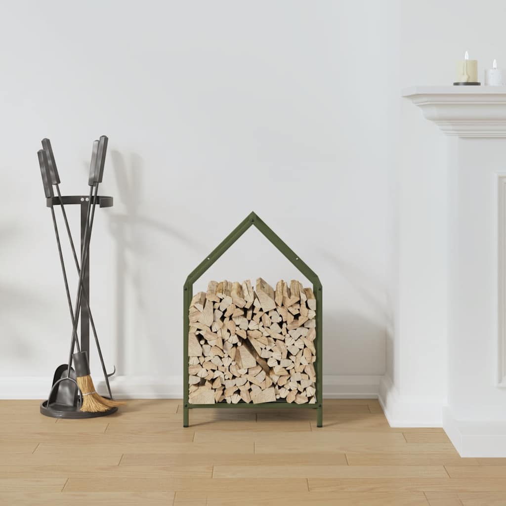 Brandhoutrek 40x25x60 cm koudgewalst staal olijfgroen
