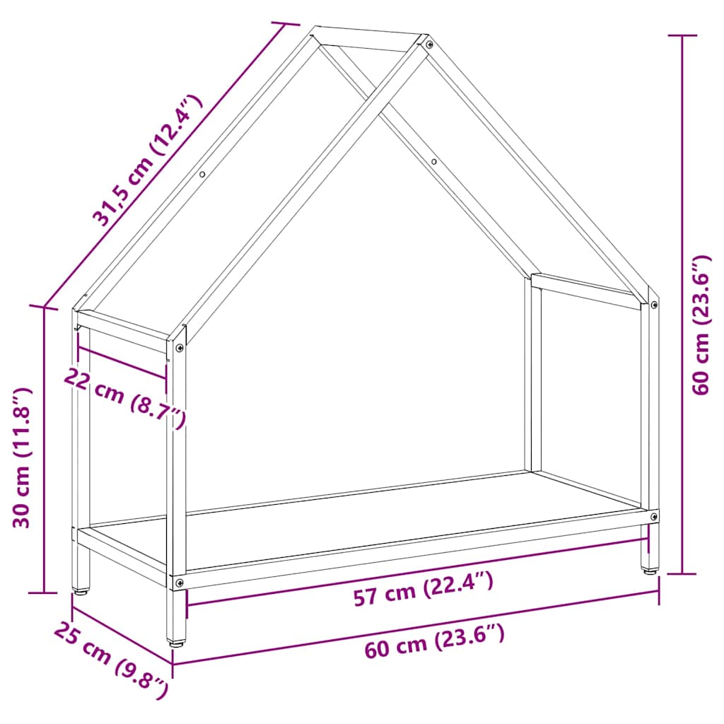 Brandhoutrek 60x25x60 cm koudgewalst staal zwart