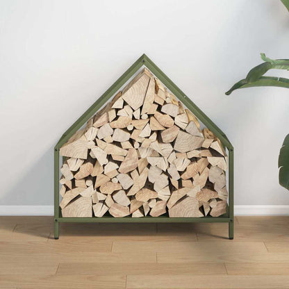 Brandhoutrek 60x25x60 cm koudgewalst staal olijfgroen