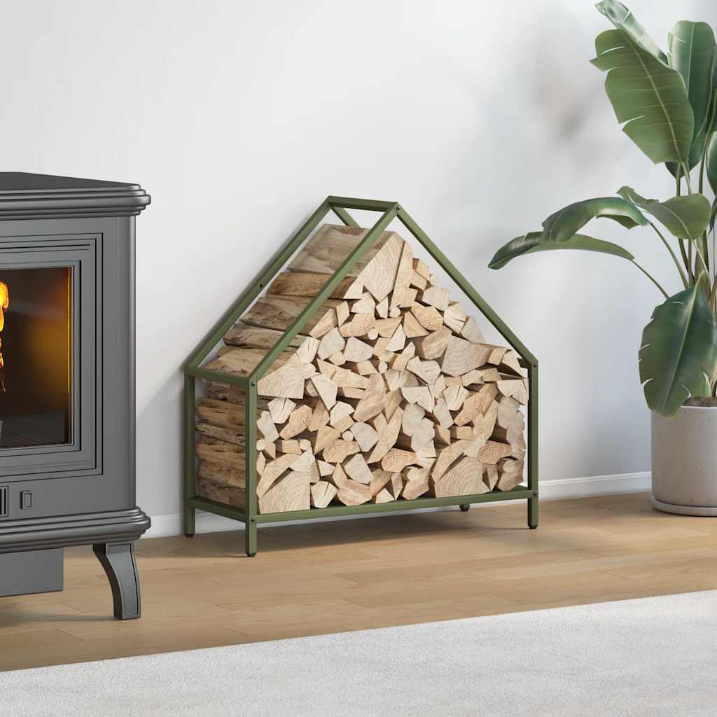 Brandhoutrek 60x25x60 cm koudgewalst staal olijfgroen