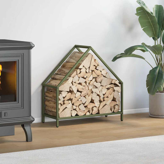 Brandhoutrek 60x25x60 cm koudgewalst staal olijfgroen