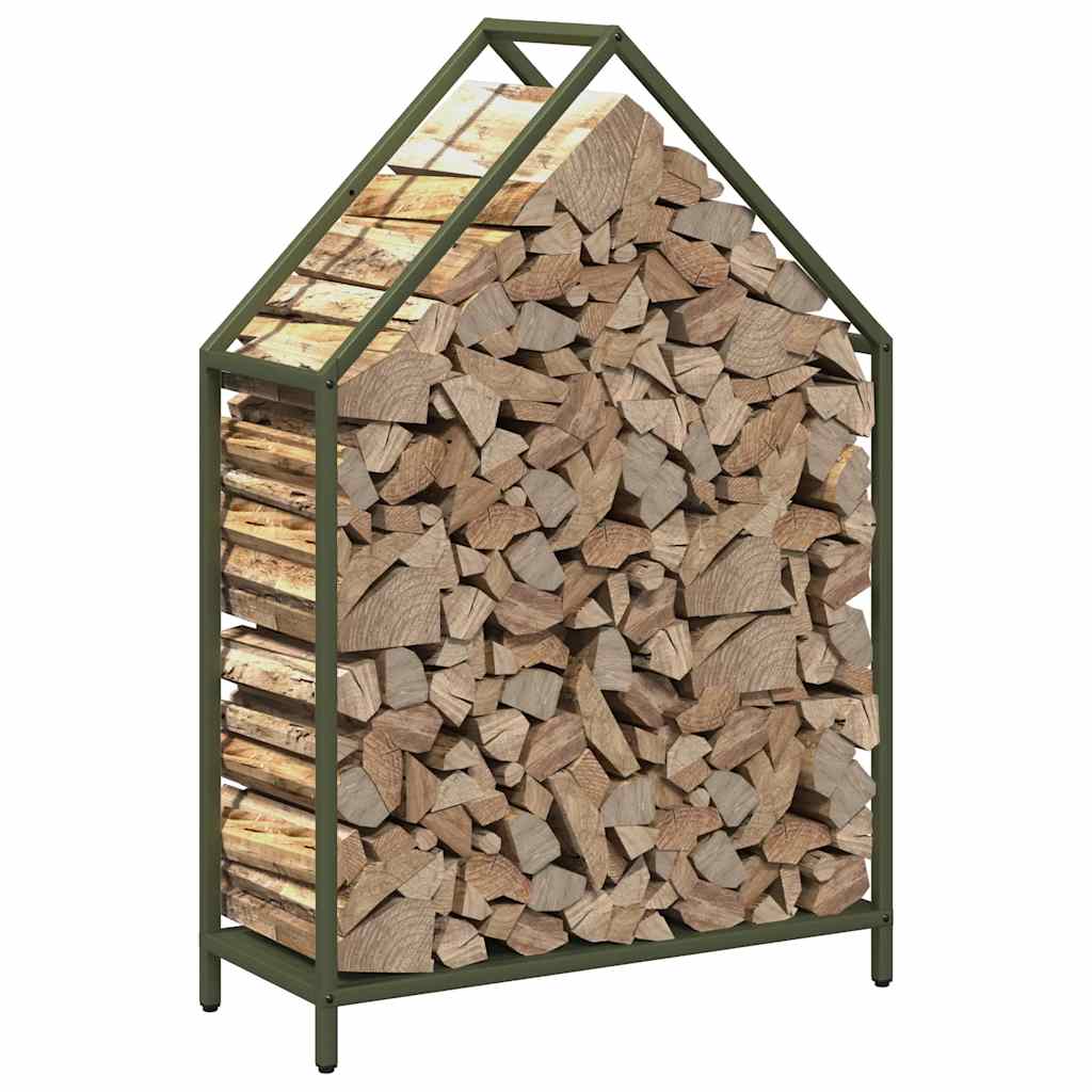 Brandhoutrek 60x25x90 cm koudgewalst staal olijfgroen
