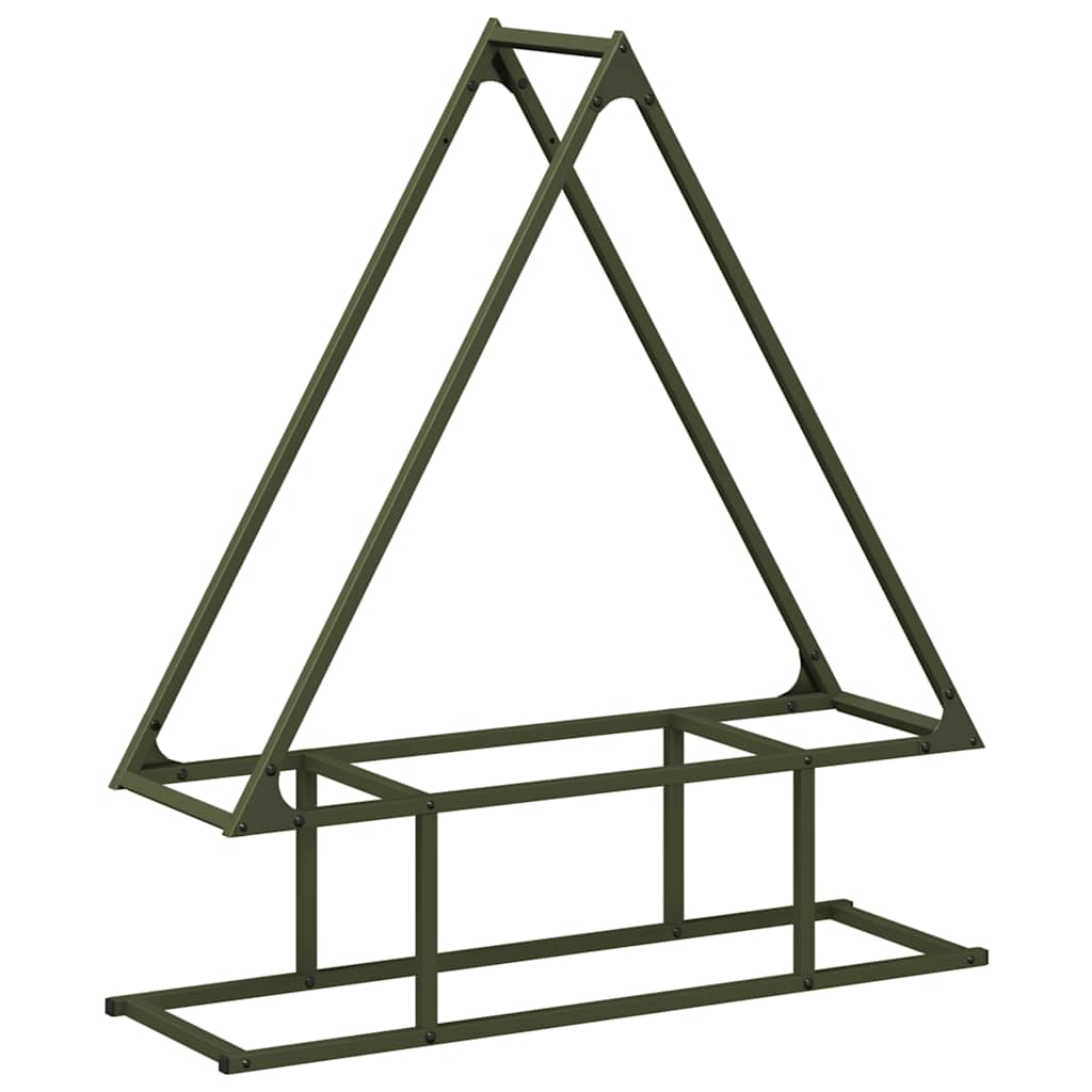 Brandhoutrek olijfgroen 80x25x90 cm koudgewalst staal