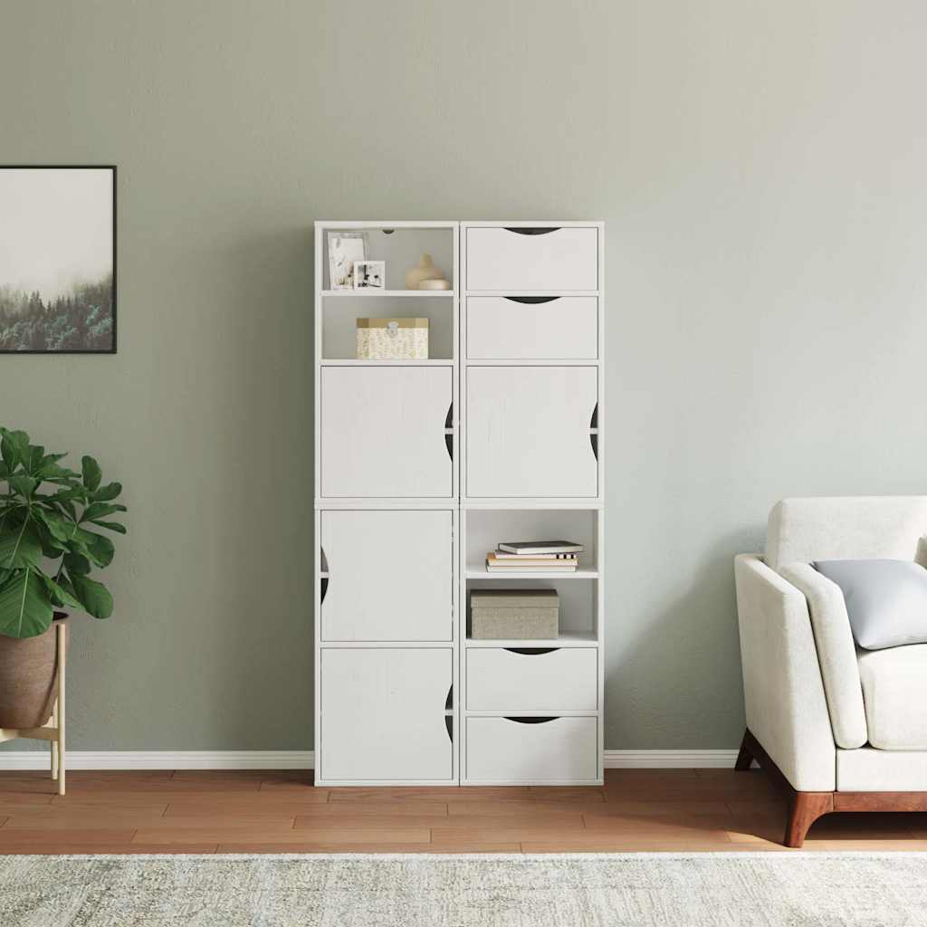 Bijzetkasten 4 st &quot;ODDA&quot; 40x24x79 cm massief grenenhout wit