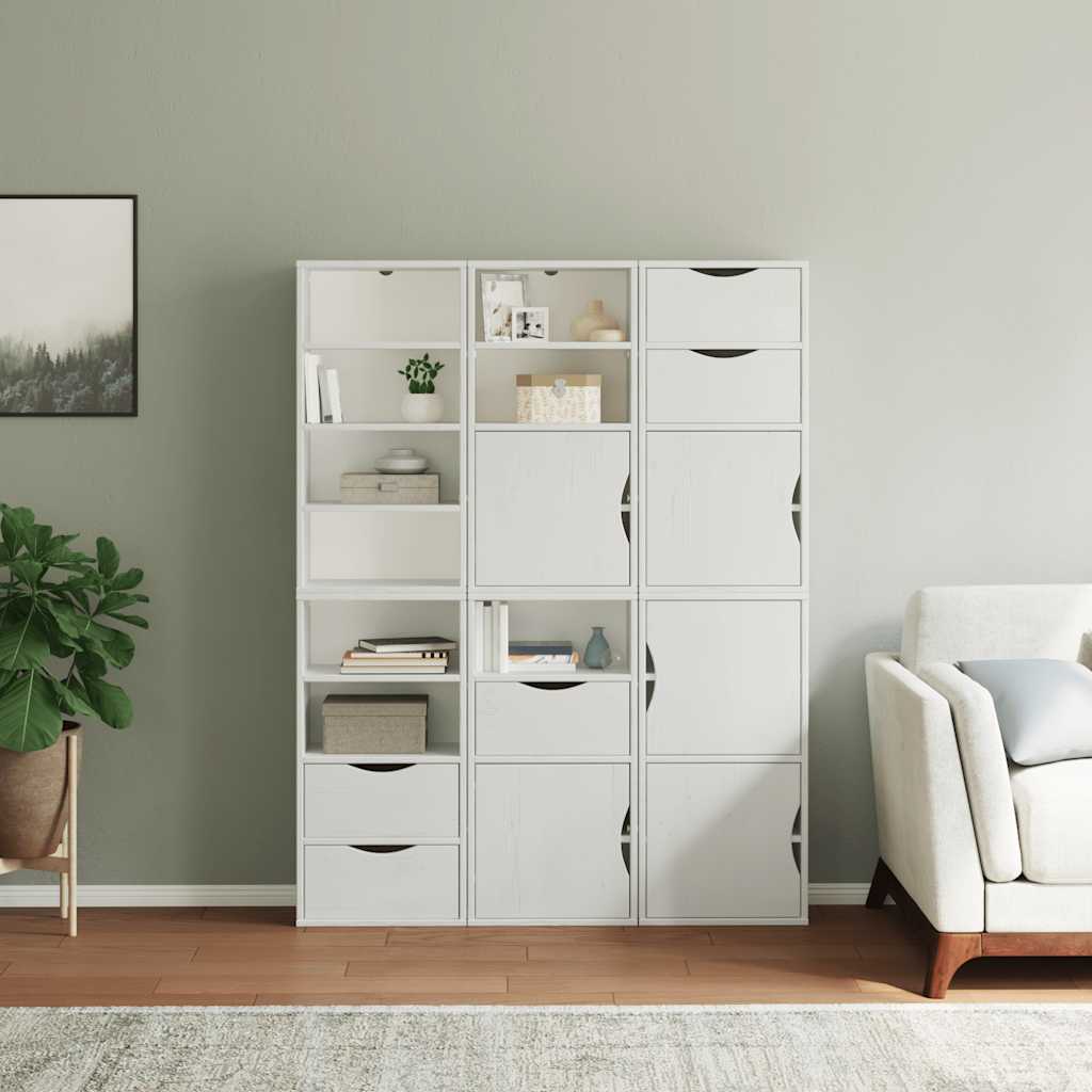 Bijzetkasten 6 st 40x24x79 cm massief grenenhout wit wit