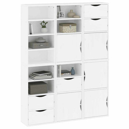 Bijzetkasten 6 st 40x24x79 cm massief grenenhout wit wit