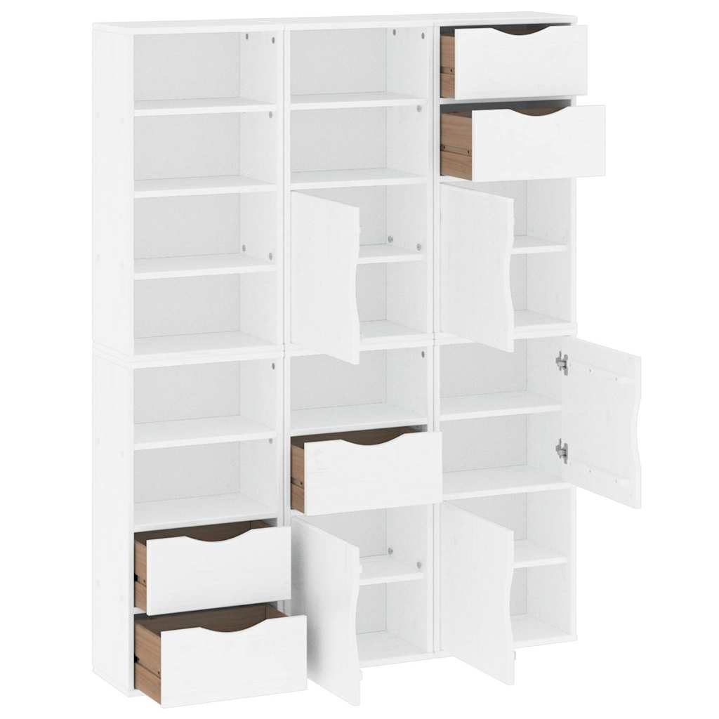 Bijzetkasten 6 st 40x24x79 cm massief grenenhout wit wit