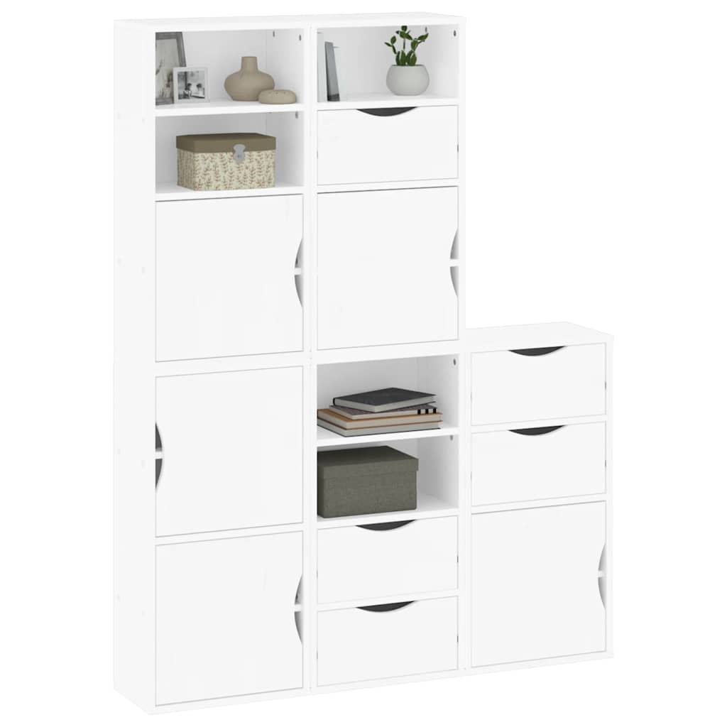 Bijzetkasten 5 st 40x24x79 cm massief grenenhout wit