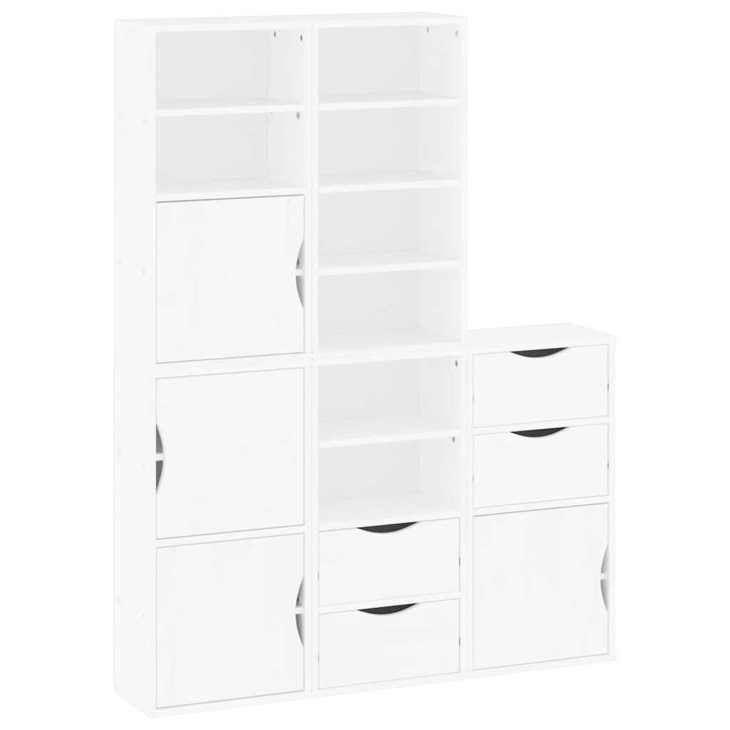 Bijzetkasten 5 st 40x24x79 cm massief grenenhout wit