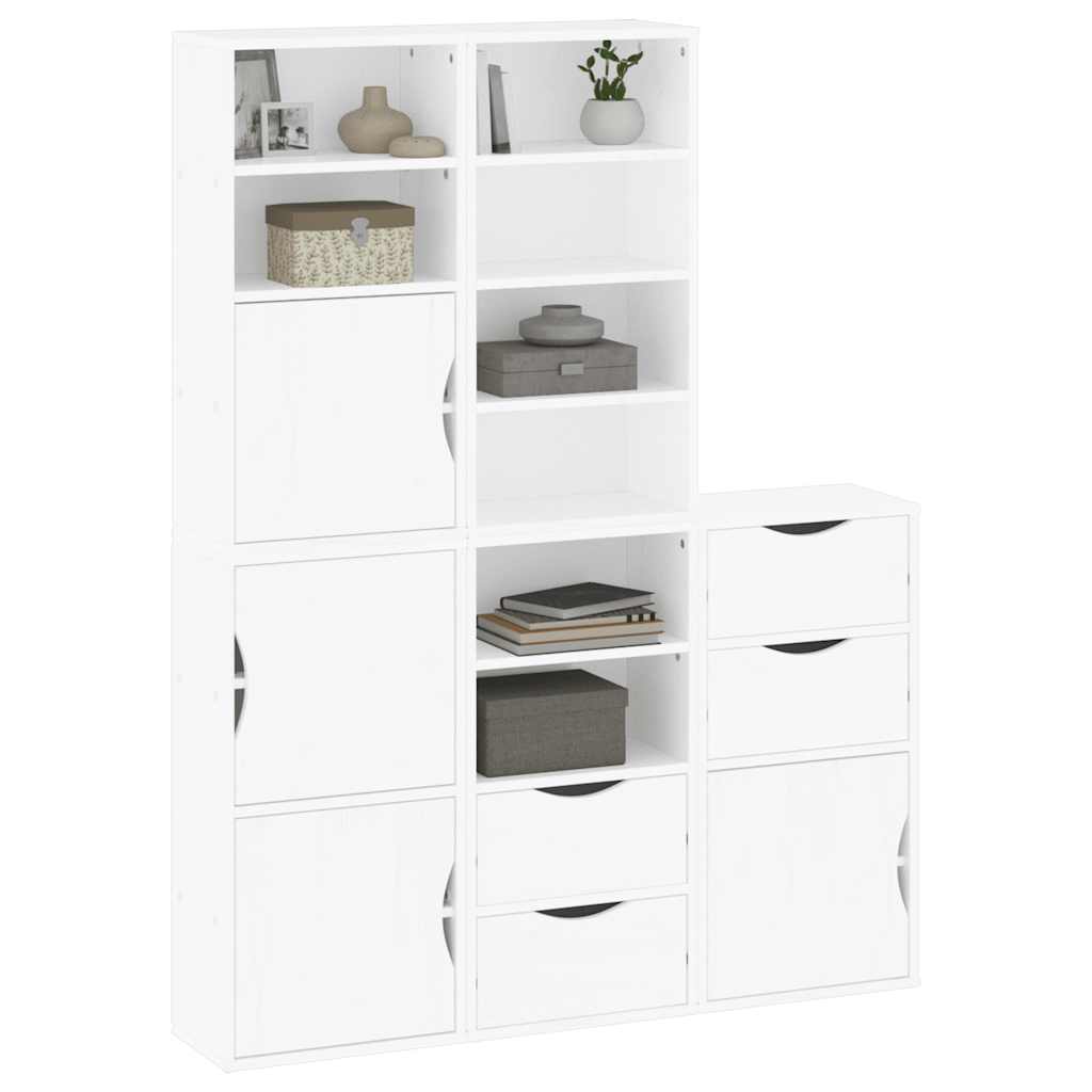 Bijzetkasten 5 st 40x24x79 cm massief grenenhout wit