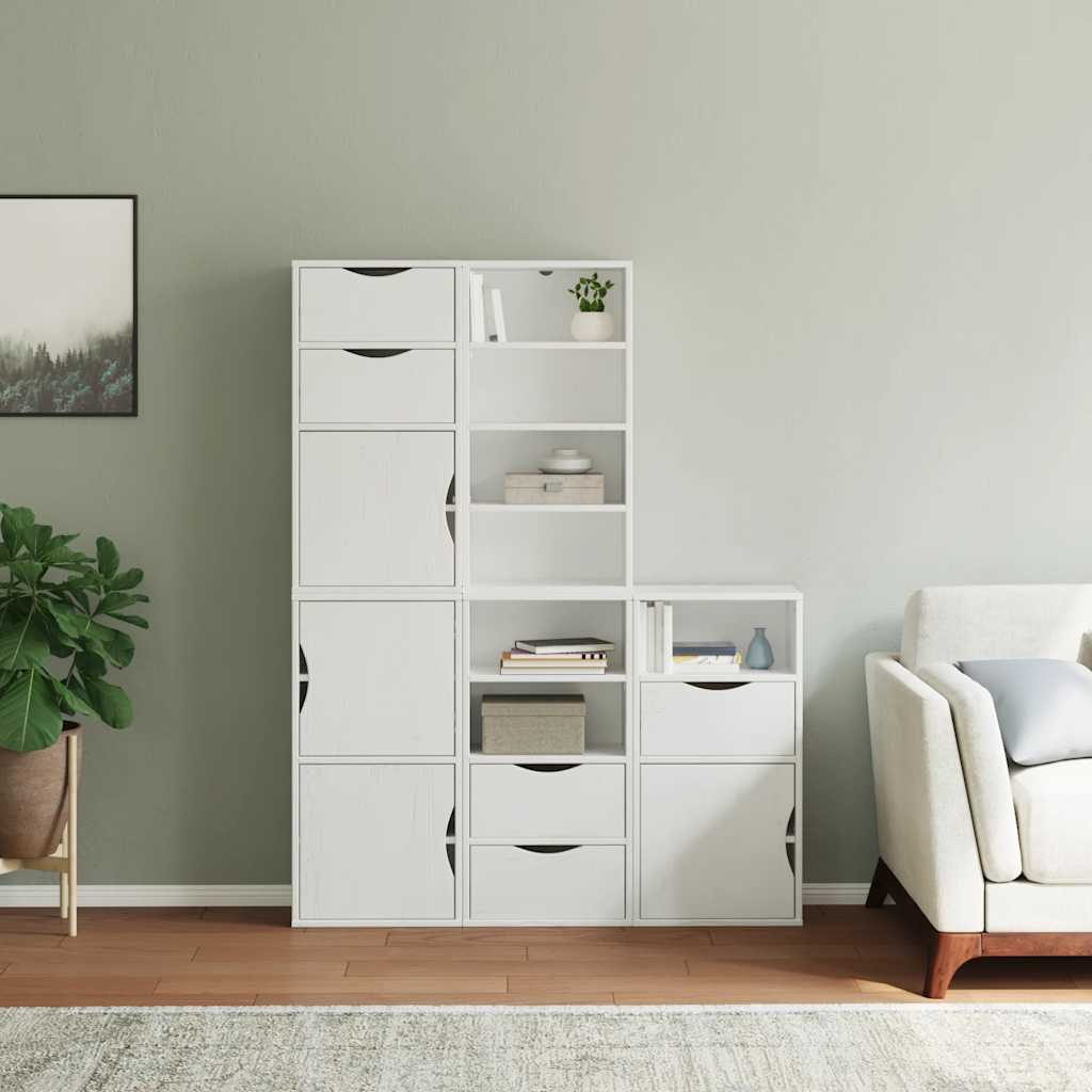 Bijzetkasten 5 st 40x24x79 cm massief grenenhout wit