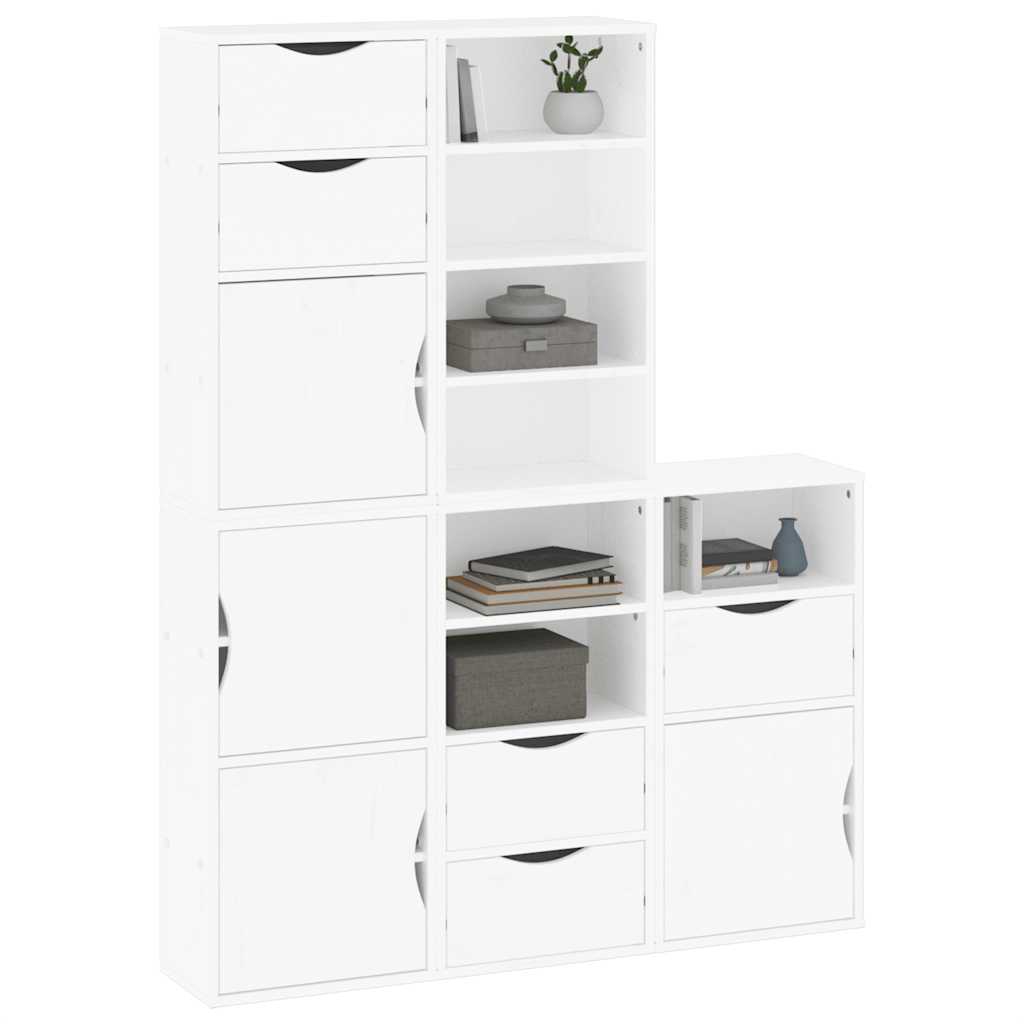 Bijzetkasten 5 st 40x24x79 cm massief grenenhout wit