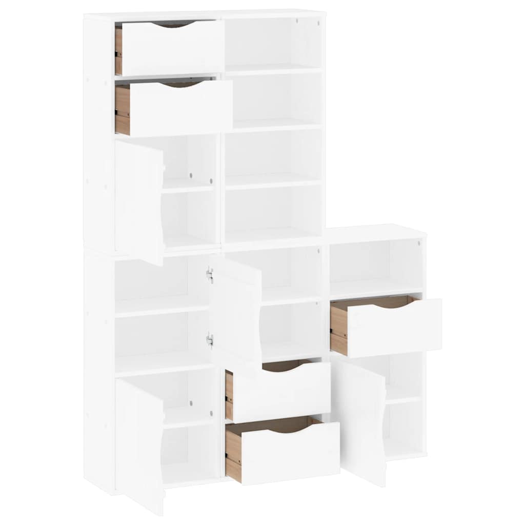 Bijzetkasten 5 st 40x24x79 cm massief grenenhout wit