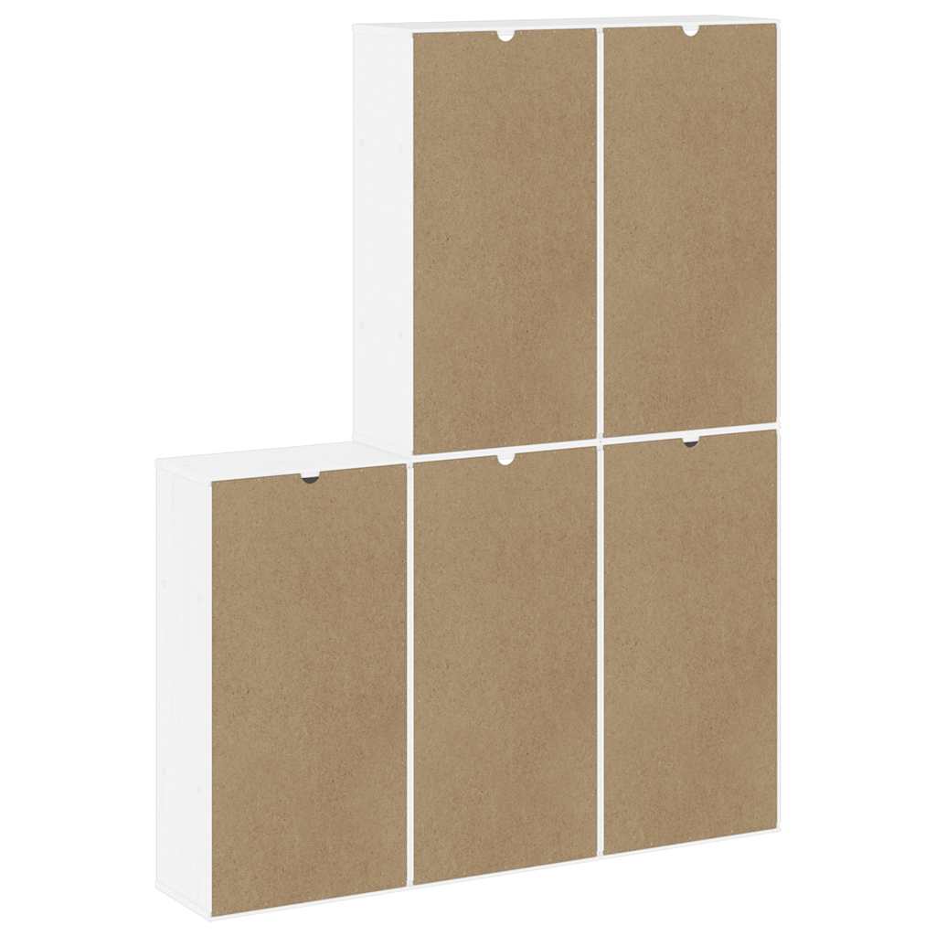 Bijzetkasten 5 st 40x24x79 cm massief grenenhout wit