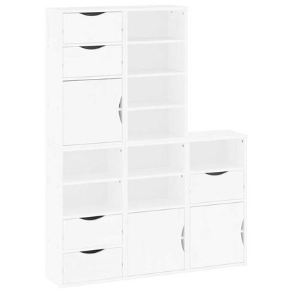 Bijzetkasten 5 st 40x24x79 cm massief grenenhout wit
