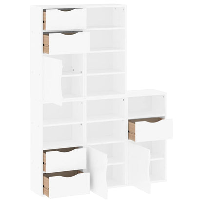 Bijzetkasten 5 st 40x24x79 cm massief grenenhout wit